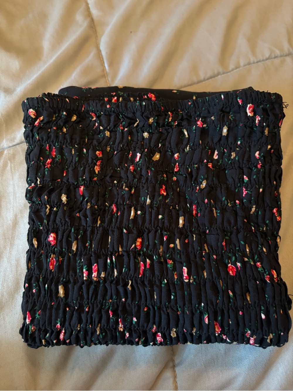 Black Floral Smocked Dress - Picture 8 of 8
